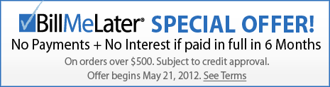 Bill Me Later Special Offer!