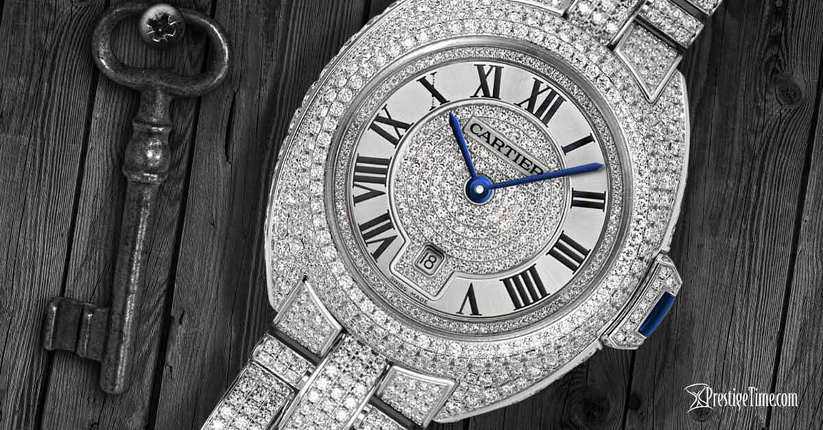 cartier diamond encrusted watch