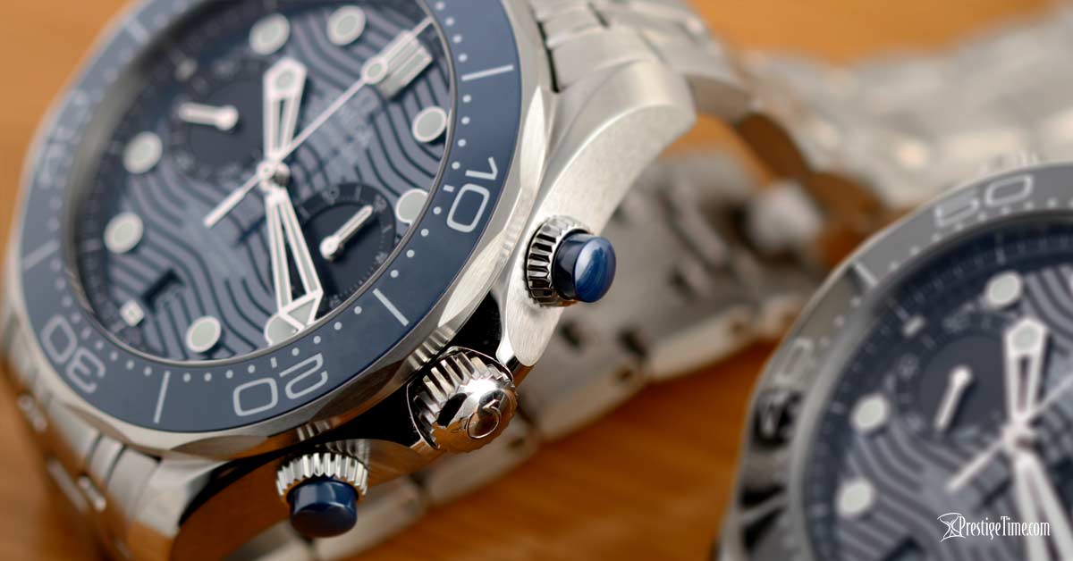Omega Seamaster Diver 300m Chronograph Crown and pushers