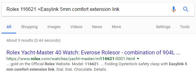 rolex easylink 5mm comfort extension link search screenshot