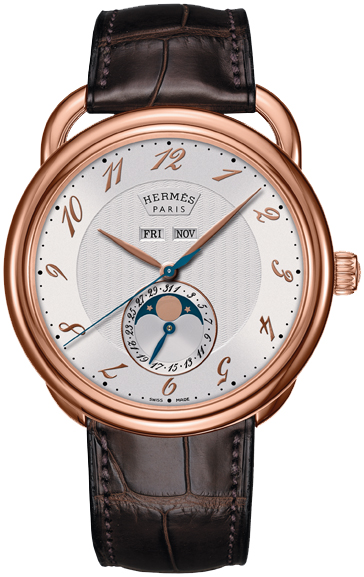 038014ww00 Hermes Arceau Grande Lune Automatic 43mm Mens Watch