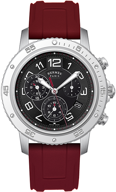 039343WW00 Hermes Clipper Chrono Alarm Quartz TGM 41mm Mens Watch
