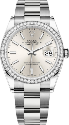 126284rbr Silver Index Oyster