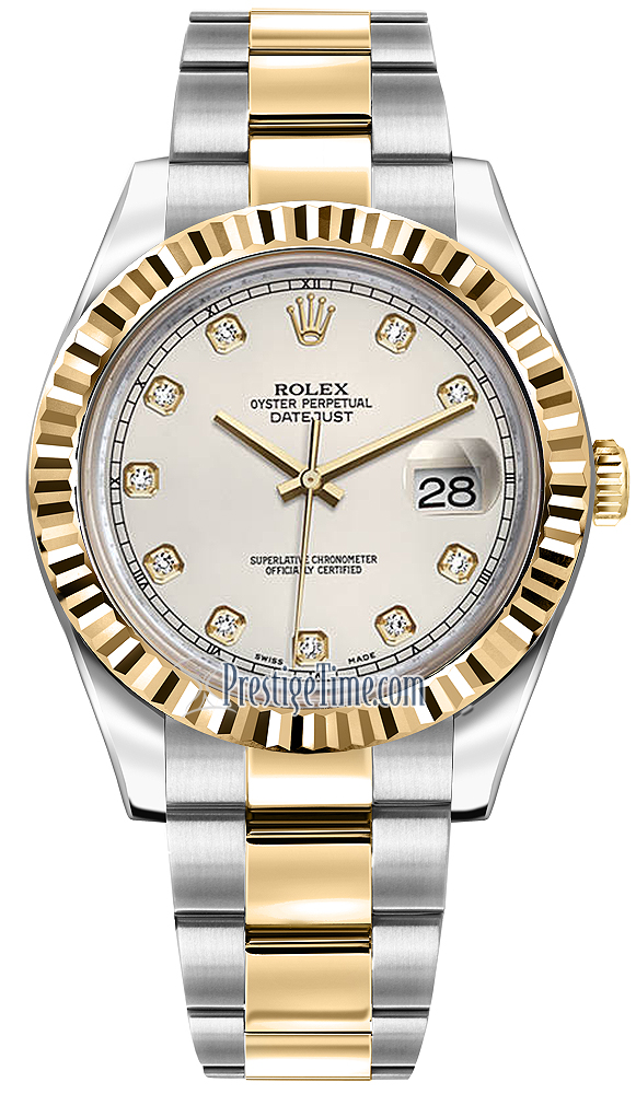116333 Ivory Diamond Rolex Oyster Perpetual Datejust II Mens Watch