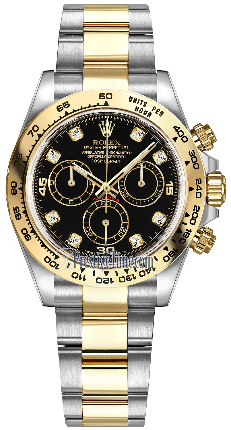 116503 Black Diamond Oyster Rolex Cosmograph Daytona Steel and