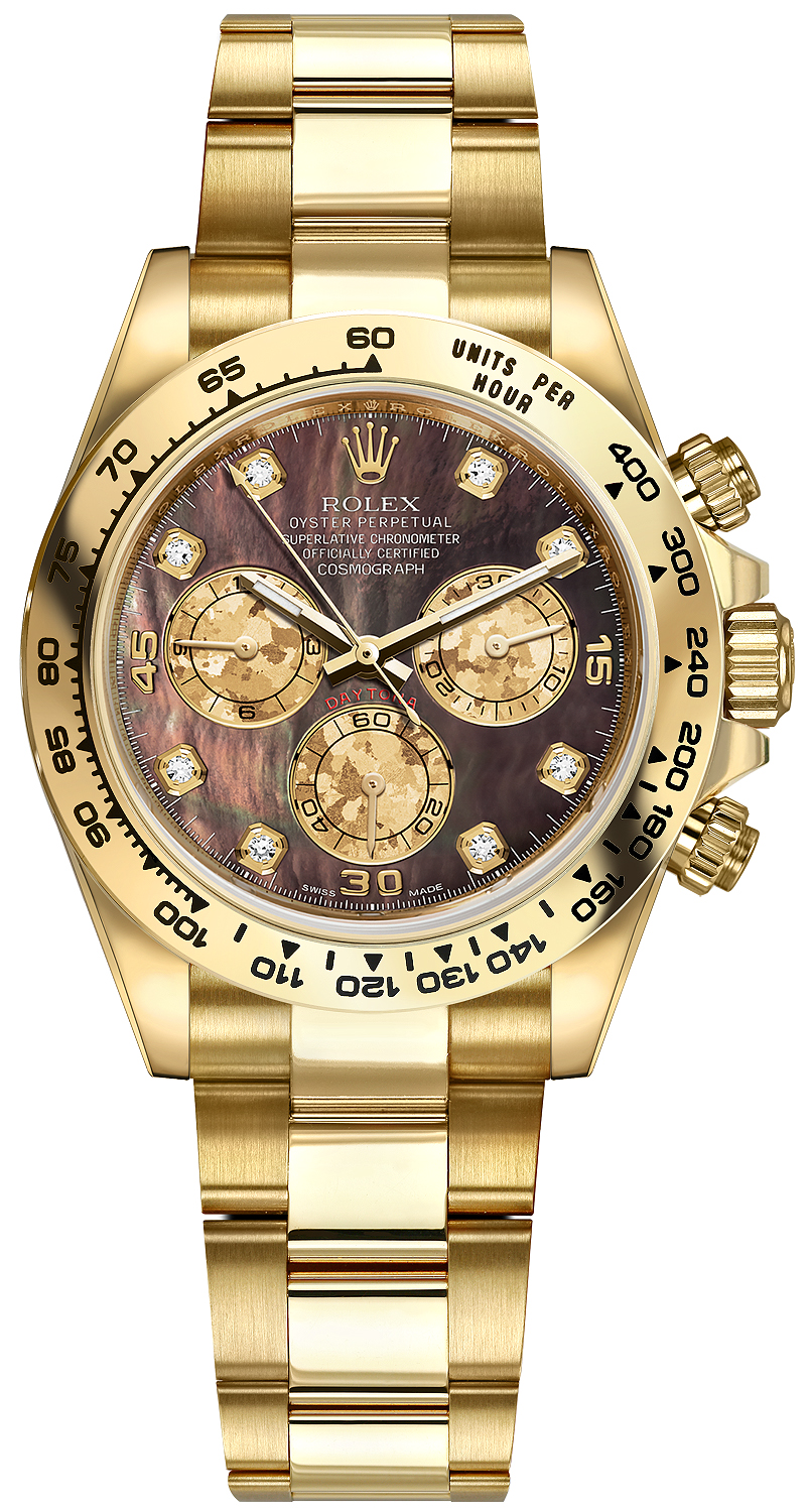 ごぼう 116508 Black MOP Gold Crystals Diamond Oyster Rolex Cosmograph