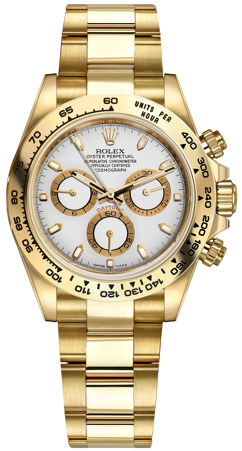 116508 White Index Oyster Rolex Cosmograph Daytona Yellow Gold