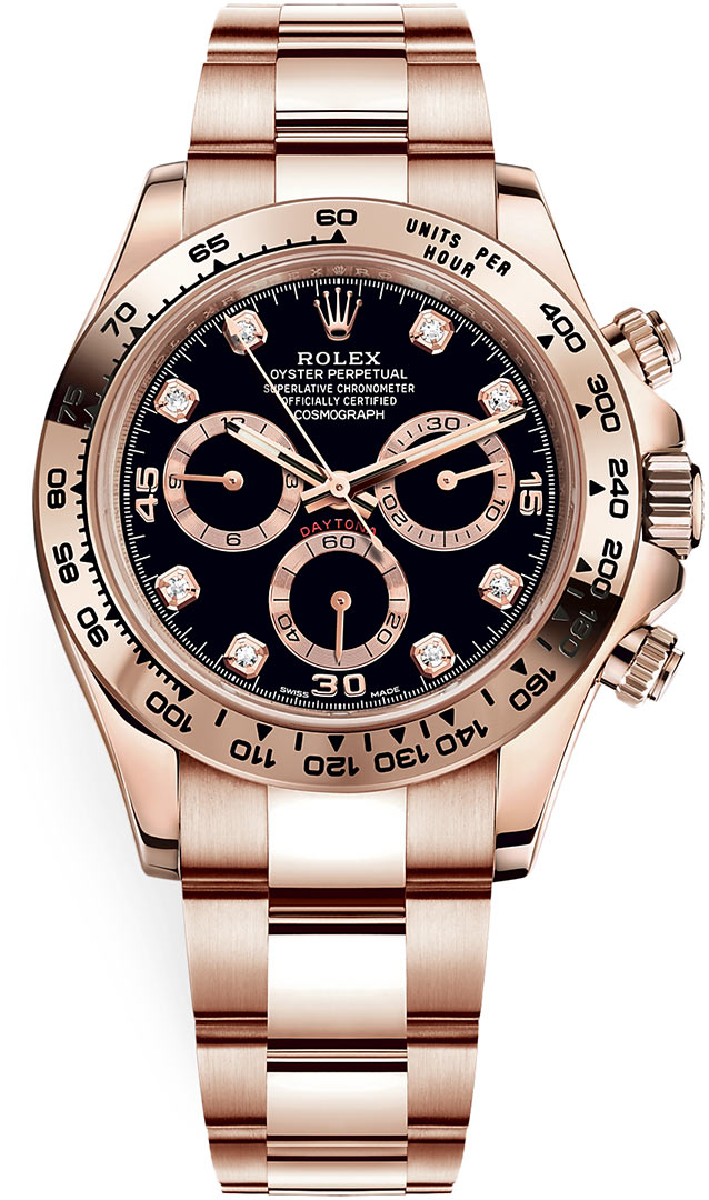 116505 Black Diamond Rolex Cosmograph Daytona Everose Gold Mens Watch