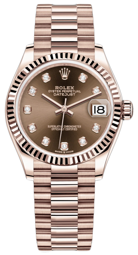 278275 Chocolate Diamond President Rolex Datejust 31mm Everose