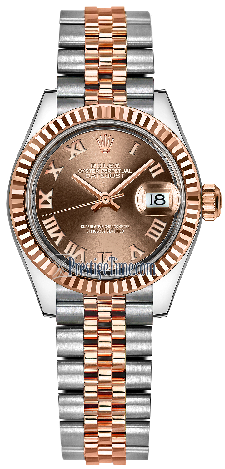 279171 Chocolate Roman Jubilee Rolex Lady Datejust 28mm Stainless