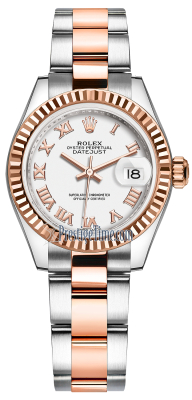 279171 White Roman Oyster Rolex Lady Datejust 28mm Stainless Steel