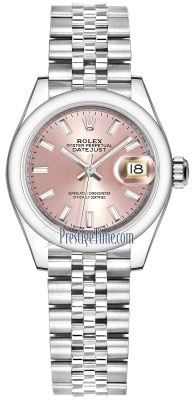 279160 Pink Index Jubilee Rolex Lady Datejust 28mm Stainless Steel