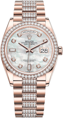 リヤドロ『ジャズ・デュオ』#5930【絶版】 128345RBR MOP Diamond DB Rolex Day-Date 36mm Everose Gold Midsize