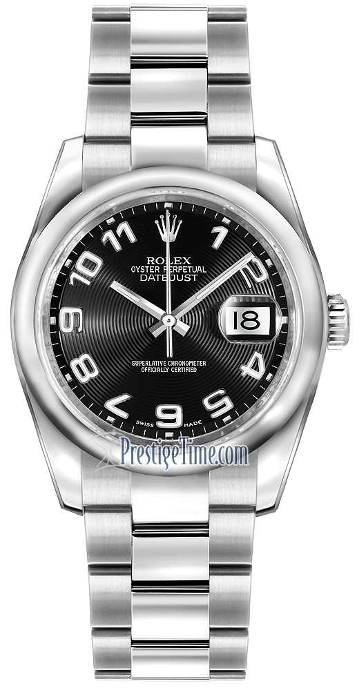116200 Black Concentric Arabic Oyster Rolex Datejust 36mm