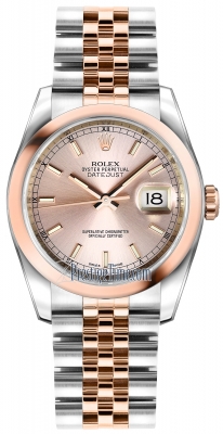 Rolex Datejust 36mm Stainless Steel and Rose Gold 116201 Pink Index Jubilee