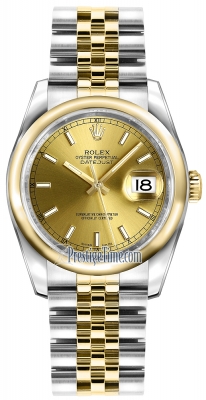Rolex Datejust 36mm Stainless Steel and Yellow Gold 116203 Champagne Index Jubilee