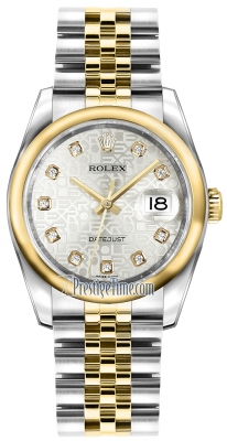 Rolex Datejust 36mm Stainless Steel and Yellow Gold 116203 Jubilee Silver Diamond Jubilee