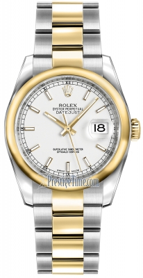 Rolex Datejust 36mm Stainless Steel and Yellow Gold 116203 White Index Oyster