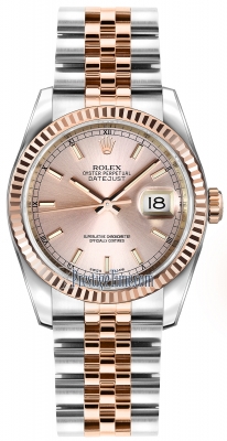 Rolex Datejust 36mm Stainless Steel and Rose Gold 116231 Pink Index Jubilee