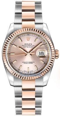 Rolex Datejust 36mm Stainless Steel and Rose Gold 116231 Pink Index Oyster