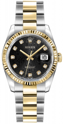 Rolex Datejust 36mm Stainless Steel and Yellow Gold 116233 Jubilee Black Diamond Oyster