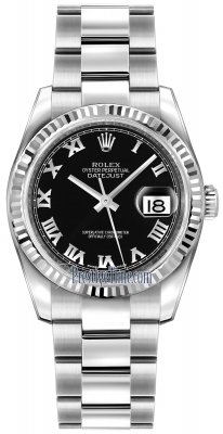 Rolex Datejust 36mm Stainless Steel 116234 Black Roman Oyster