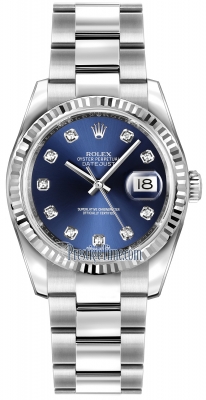 Rolex Datejust 36mm Stainless Steel 116234 Blue Diamond Oyster
