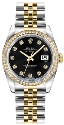 Rolex Datejust 36mm Stainless Steel and Yellow Gold 116243 Black Diamond Jubilee