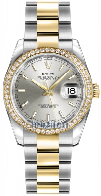 Rolex Datejust 36mm Stainless Steel and Yellow Gold 116243 Silver Index Oyster