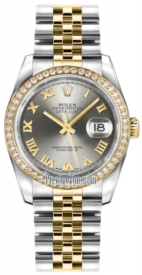 Rolex Datejust 36mm Stainless Steel and Yellow Gold 116243 Steel Roman Jubilee