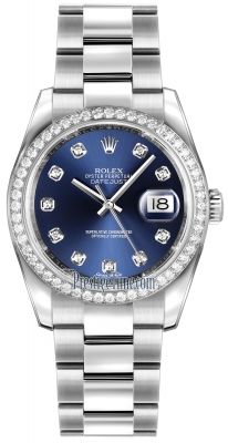 Rolex Datejust 36mm Stainless Steel 116244 Blue Diamond Oyster