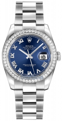 Rolex Datejust 36mm Stainless Steel 116244 Blue Roman Oyster