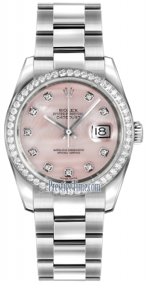 Rolex Datejust 36mm Stainless Steel 116244 Pink MOP Diamond Oyster