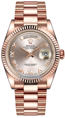Rolex Day-Date 36mm Everose Gold Fluted Bezel 118235 Pink Roman President