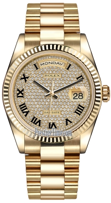 118238 Pave Diamond Black Roman President