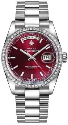 afstand stamme killing 118346 Cherry Index President Rolex Day-Date 36mm Platinum Domed Bezel  Midsize Watch