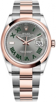 Rolex Datejust 36mm Stainless Steel and Rose Gold 126201 Slate Roman Oyster