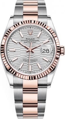 Rolex Datejust 36mm Stainless Steel and Rose Gold 126231 Silver Fluted Oyster