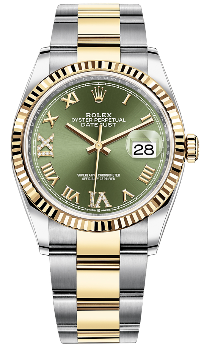 gold rolex green face