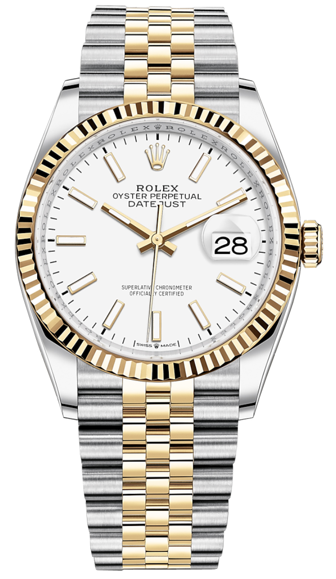 126233 White Index Jubilee Rolex Datejust 36mm Stainless Steel and ...