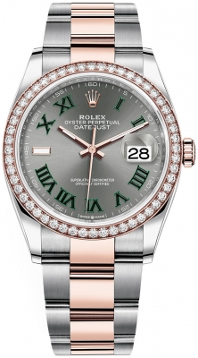 Rolex Datejust 36mm Stainless Steel and Rose Gold 126281RBR Slate Roman Oyster