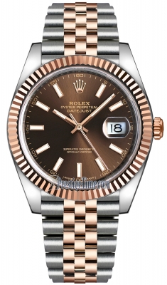 Rolex Datejust 41mm Steel and Everose Gold 126331 Chocolate Index Jubilee