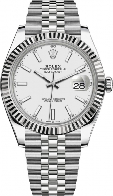Rolex Datejust 41mm Stainless Steel 126334 White Index Jubilee