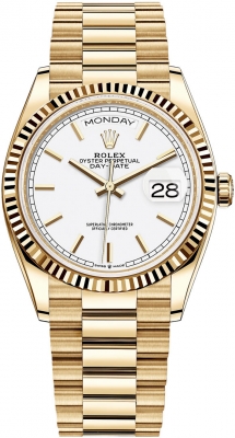 Rolex Day-Date 36mm Yellow Gold 128238 White Index