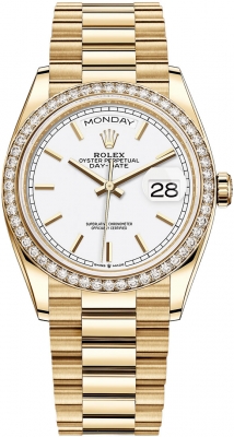 Rolex Day-Date 36mm Yellow Gold 128348RBR White Index Index