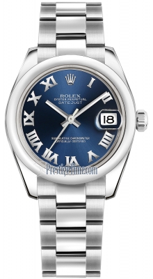 178240 Blue Roman Oyster Rolex Datejust 31mm Stainless Steel Ladies Watch
