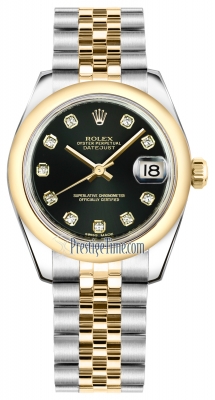 Rolex Datejust 31mm Stainless Steel and Yellow Gold 178243 Black Diamond Jubilee