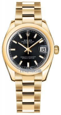Rolex Datejust 31mm Yellow Gold 178248 Black Index Oyster