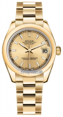Rolex Datejust 31mm Yellow Gold 178248 Champagne Index Oyster