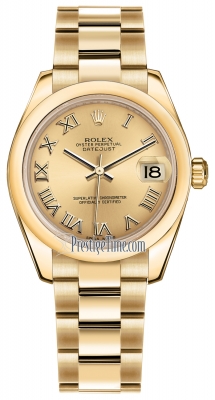 Rolex Datejust 31mm Yellow Gold 178248 Champagne Roman Oyster
